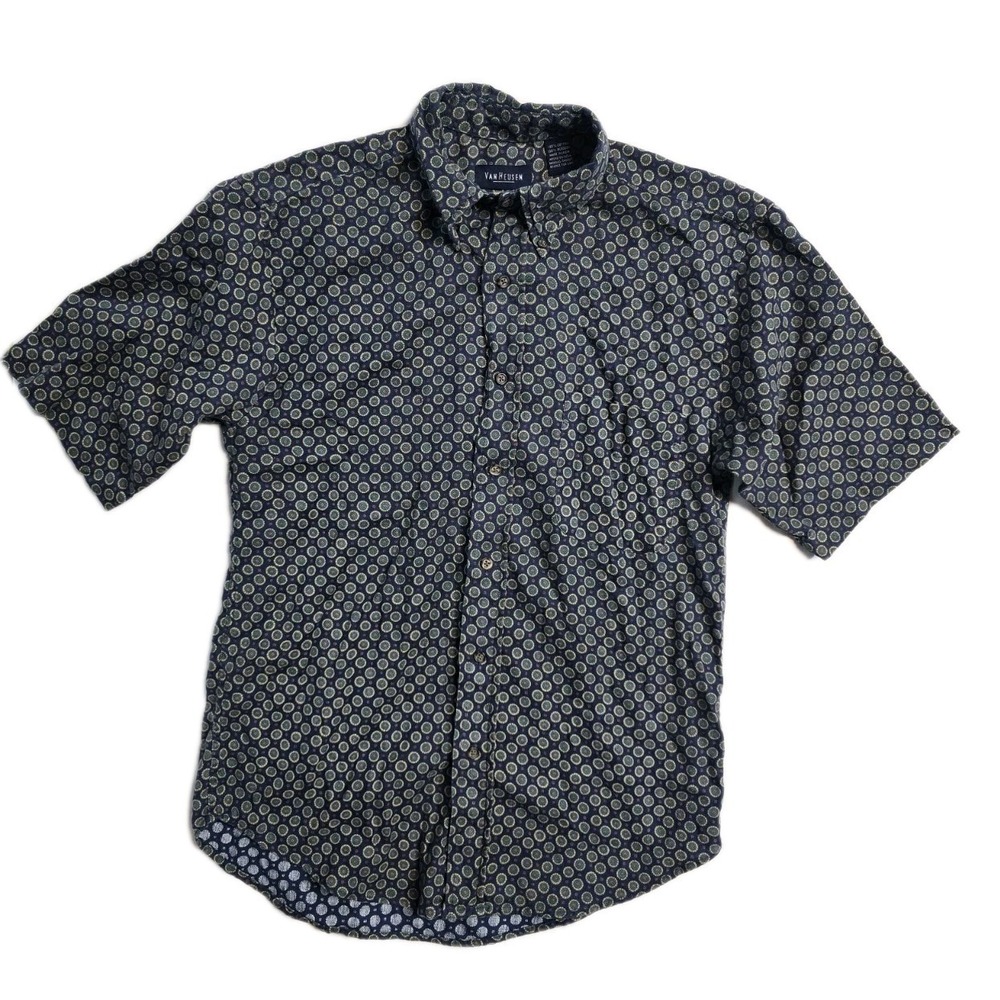 Van Heusen Vintage Men's Button Up Shirt Cotton Circles